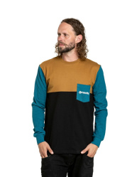 MEATFLY HARVEY LONG SLEEVE pánské triko petrol heather/gold brown