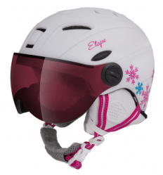 ETAPE RIDER PRO JR dětská lyžařská helma bílá/růžová mat 2023 vizor