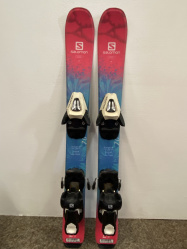 SALOMON THE LUX JR + SALOMON C5 dětské sjezdové lyže růžová/modrá - BAZAR