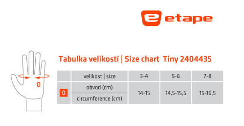 detail ETAPE TINY dětské cyklistické rukavice červená/modrá