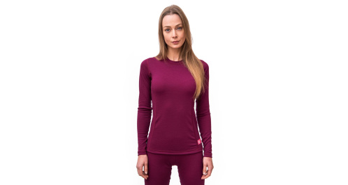 detail SENSOR MERINO DF dámské funkční triko dlouhý rukáv lilla