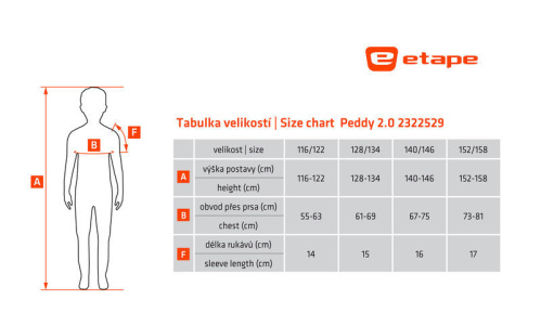 detail ETAPE PEDDY 2.0 dětský cyklistický dres lila/růžová
