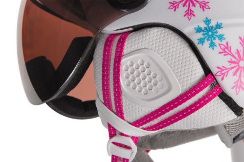 detail ETAPE RIDER PRO JR dětská lyžařská helma bílá/růžová mat 2023 vizor