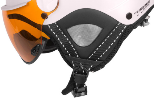 detail MANGO VOLCANO PRO dámská lyžařská helma s vizorem bílá perleť mat 2023