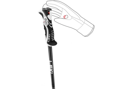 detail LEKI BOLD LITE S dark anthracite/black bright red sjezdové hole 24/25