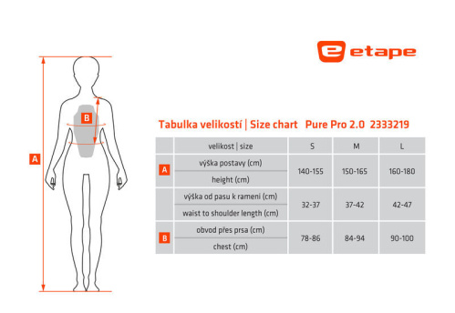 detail ETAPE PURE PRO 2.0 chránič páteře černá/bílá