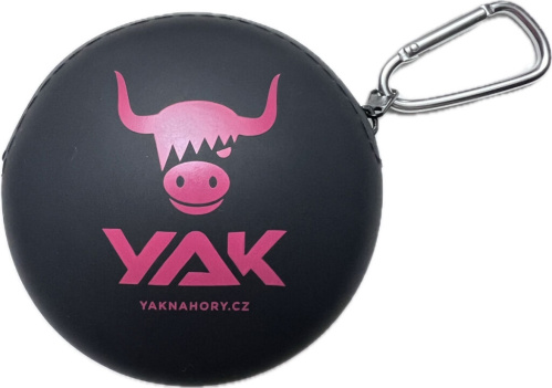 detail YAK pouzdro na popruh s růžovým logem