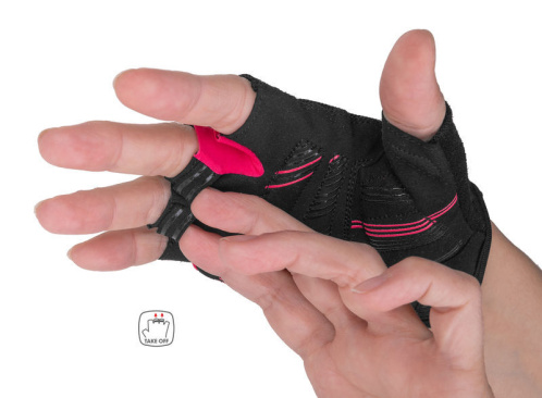 detail ETAPE BETTY 2.0 dámské rukavice na kolo černá/růžová