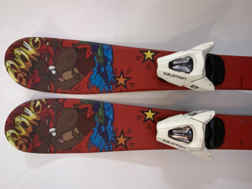 detail SPONGY JR + SALOMON C5 dětské sjezdové lyže červené - BAZAR