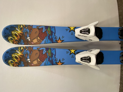 detail SPONGY JR + SALOMON C5 dětské sjezdové lyže modré - BAZAR 80cm