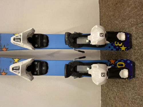 detail SPONGY JR + SALOMON C5 dětské sjezdové lyže modré - BAZAR 80cm