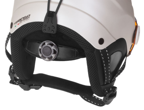 detail MANGO VOLCANO PRO dámská lyžařská helma s vizorem bílá perleť mat 2023
