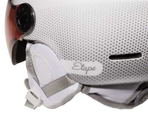 detail ETAPE CORTINA PRO dámská lyžařská helma s vizorem bílá mat 2025