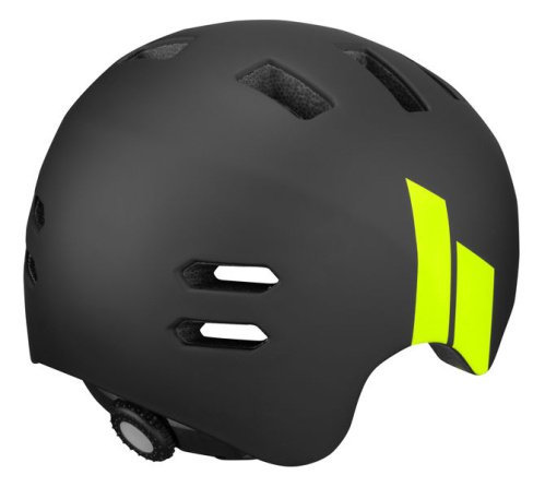 detail ETAPE BUDDY dětská cyklistická přilba černá/žlutá fluo mat 2024