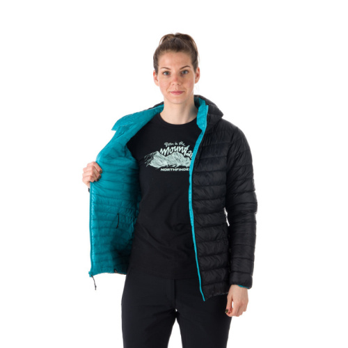 detail NORTHFINDER ANNIE BU-6034OR azure blue black dámská oboustranná bunda