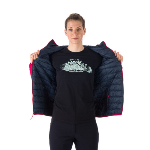 detail NORTHFINDER ANNIE BU-6034OR rosenavy dámská oboustranná bunda