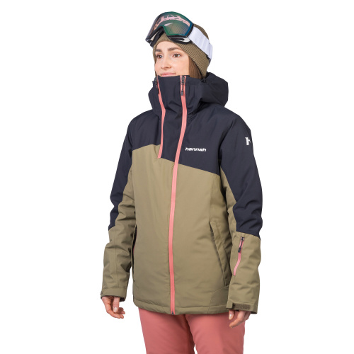 detail HANNAH MAKY COL dámská lyžařská bunda burnt olive/anthracite