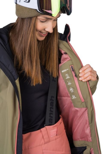 detail HANNAH MAKY COL dámská lyžařská bunda burnt olive/anthracite