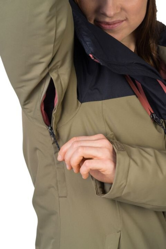 detail HANNAH MAKY COL dámská lyžařská bunda burnt olive/anthracite