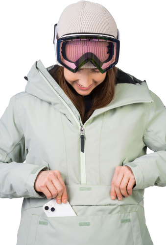detail HANNAH MEGIE dámská lyžařská bunda desert sage