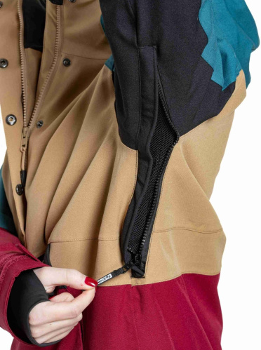 detail MEATFLY AIKO SKI&SNB dámská bunda beet red/blue