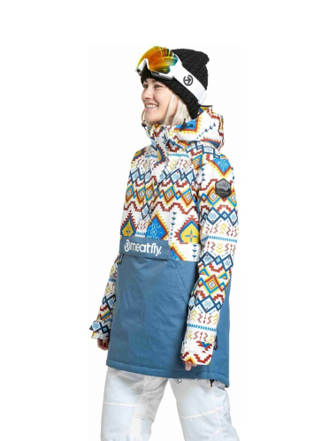 detail MEATFLY AIKO SKI&SNB dámská bunda white jones/slate blue