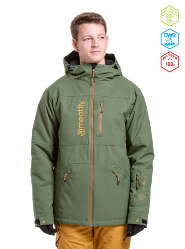 detail MEATFLY HELIOS pánská SNB & SKI bunda Bronze Green