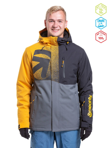 detail MEATFLY SHADER pánská SNB & SKI bunda Shader, Sunflower/Dark Grey