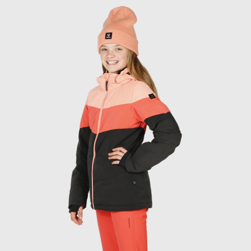 detail BRUNOTTI OKALANI dívčí lyžařská bunda lososová/černá