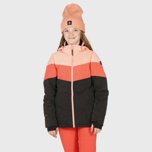 detail BRUNOTTI OKALANI dívčí lyžařská bunda lososová/černá