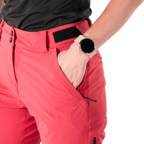 detail NORTHFINDER TRIA dámské trekové kalhoty 4-Way Stretch rychleschnoucí coral