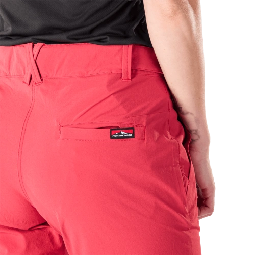 detail NORTHFINDER TRIA dámské trekové kalhoty 4-Way Stretch rychleschnoucí coral