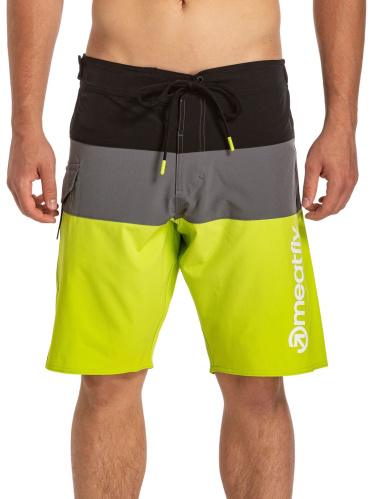 detail MEATFLY MITCH boardshorts 21 lime/stripes pánské plavky