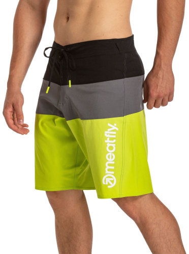 detail MEATFLY MITCH boardshorts 21 lime/stripes pánské plavky