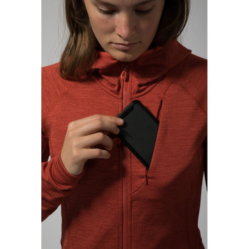 detail Dámská mikina s kapucí MONTANE Protium Hoodie paprika