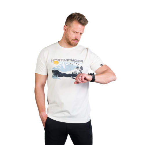 detail NORTHFINDER JEDEDIAH TR-3961OR pánské triko z organické bavlny bílá