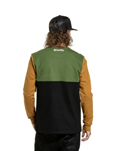 detail MEATFLY HARVEY LONG SLEEVE pánské triko olive/gold brown
