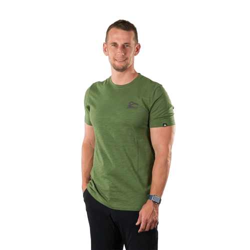 detail NORTHFINDER HERMO TR-5050OR pánské turistické tričko z organic cotton dark green