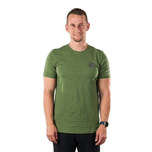 detail NORTHFINDER HERMO TR-5050OR pánské turistické tričko z organic cotton dark green