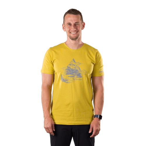 detail NORTHFINDER BENED pánské tričko z organic cotton mustard
