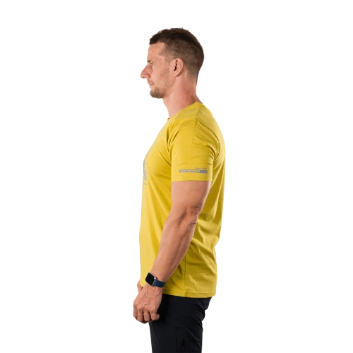 detail NORTHFINDER BENED pánské tričko z organic cotton mustard