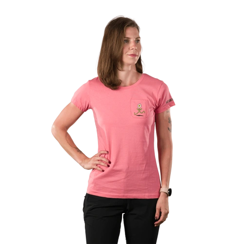 detail NORTHFINDER MARYB dámské tričko z organic cotton coral