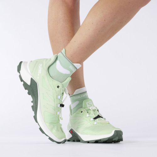 detail SALOMON SUPERCROSS 3 W dámská obuv patina green/white/duck green