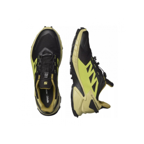 detail SALOMON SUPERCROSS 4 GTW pánská obuv black/leek green/acid lime