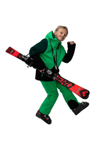 detail YAK popruh na nošení lyží zelený