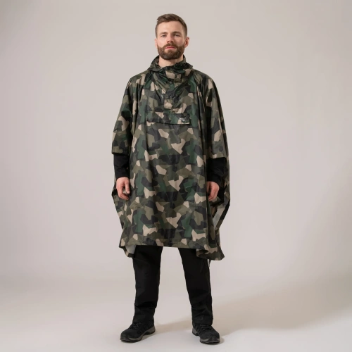 detail MAC IN A SAC poncho sbalitelná nepromokavá pláštěnka green camo