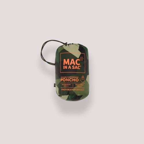 detail MAC IN A SAC poncho sbalitelná nepromokavá pláštěnka green camo