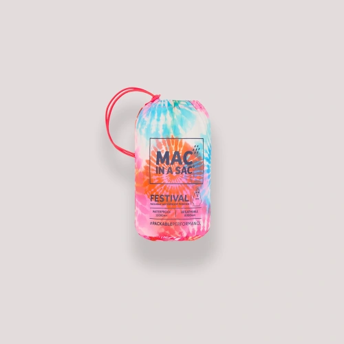 detail MAC IN A SAC festival poncho sbalitelná nepromokavá pláštěnka tie dye