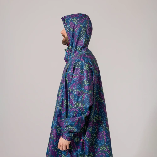 detail MAC IN A SAC festival poncho sbalitelná nepromokavá pláštěnka neon jazz