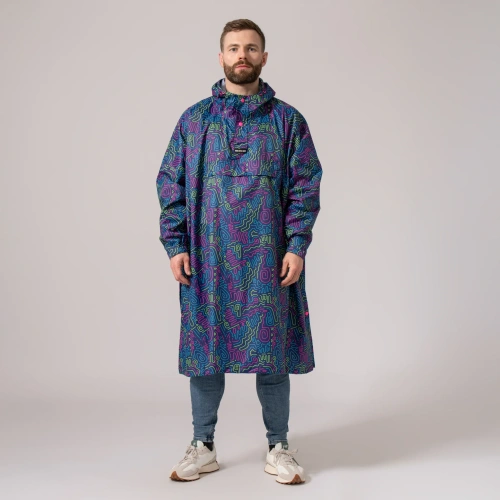 detail MAC IN A SAC festival poncho sbalitelná nepromokavá pláštěnka neon jazz